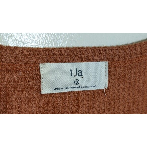 Anthropologie T.La Top Casual Long Sleeve Waffle Knit Oversized Side Slits Small - Picture 11 of 11